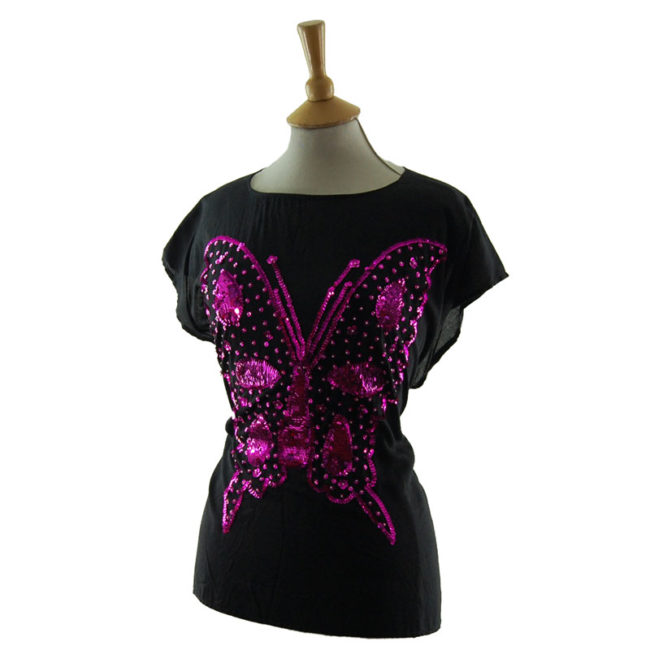 side of Sequin Butterfly Tee Shirt