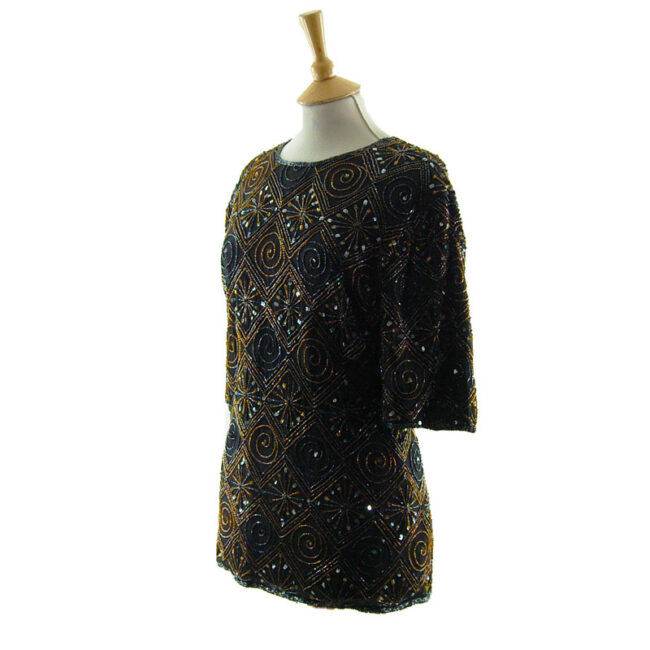 side of Womens Vintage Beaded Top