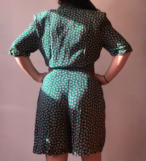 back of Green Flower Print Playsuit
