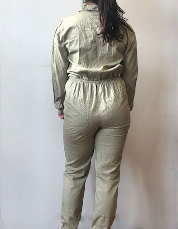 back of Womens Plain Beige Playsuit