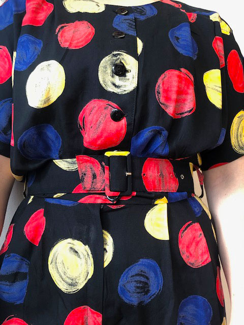 close up of 90s Multicolored Spot Print Playsuit