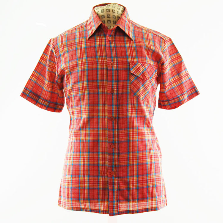 70s Red Plaid Vintage Shirt