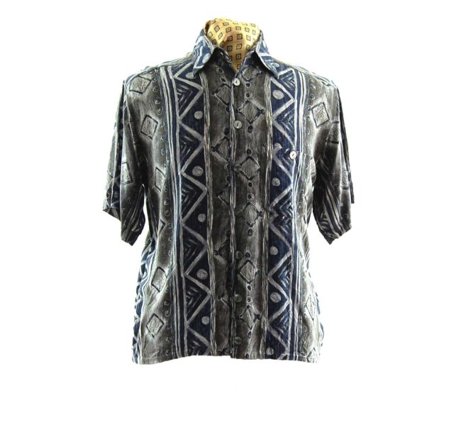 80s Trendy Monchrome Silk Shirt