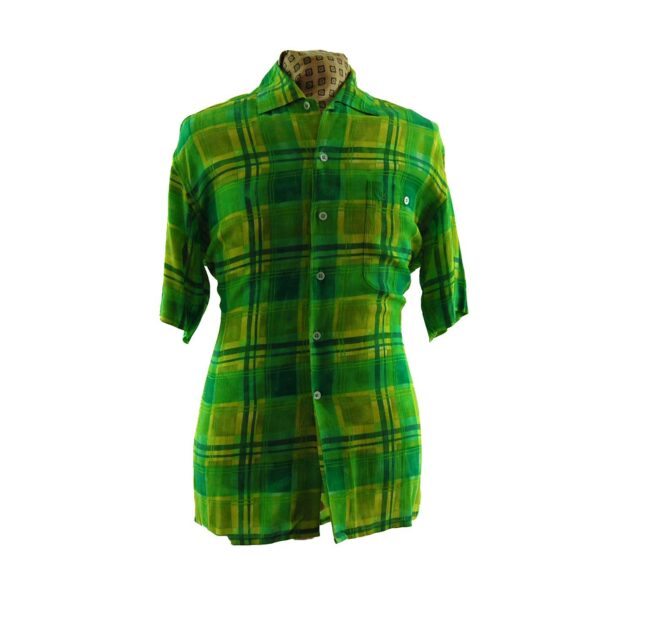 80s Vibrant Green Plaid Shirt