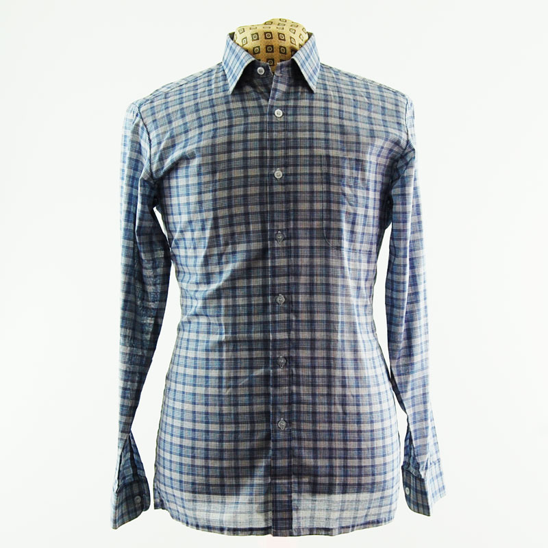Blue Plaid Check Shirt - UK L - Blue 17 Vintage Clothing