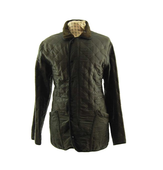 Barbour Green Diamond Quilt Coat