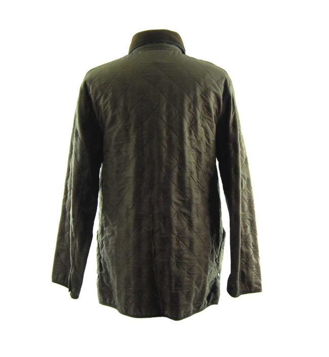 back of Barbour Green Diamond Quilt Coat