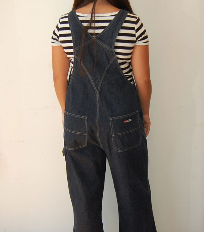 back of Denim Union Bay Dungarees