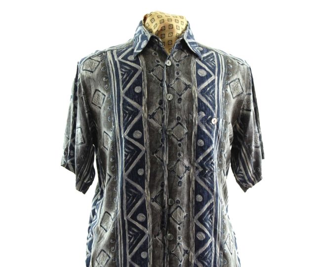 close up of 80s Trendy Monchrome Silk Shirt