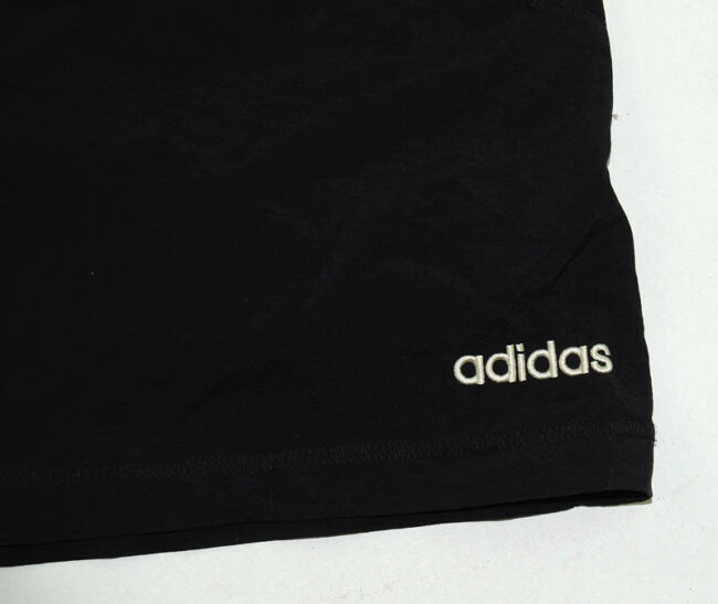 close up of 90s Adidas Black Sport Shorts