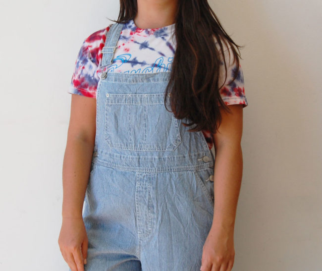 close up of Denim Gloria Vanderbilt Dungarees