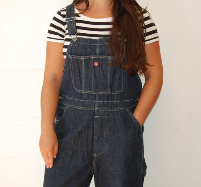 close up of Denim Union Bay Dungarees