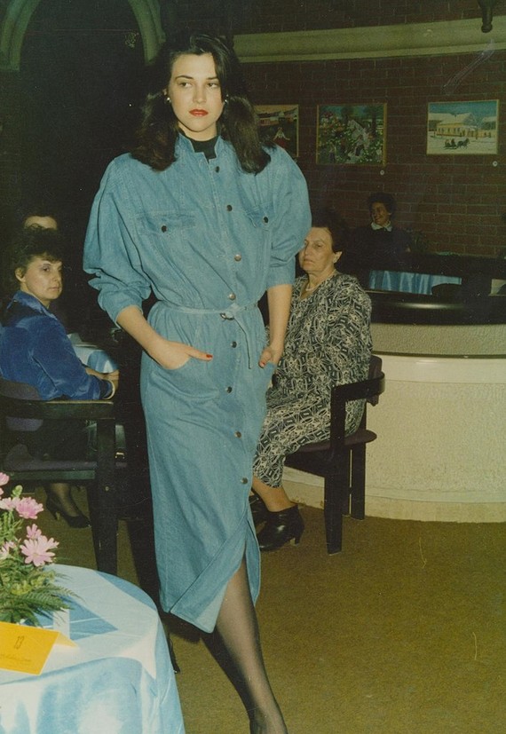 80's Blue denim dress worn at fashion show, 1985 80's Blue denim dress worn at fashion show, 1985