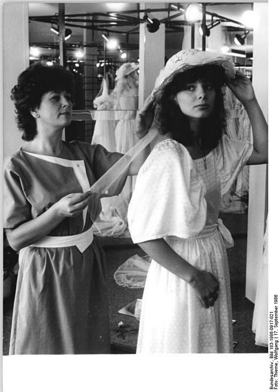 1980s fashion - An 80s white wedding dress from Karl-Marx-Stadt outfitters, 1986 1980s fashion - An 80s white wedding dress from Karl-Marx-Stadt outfitters, 1986
