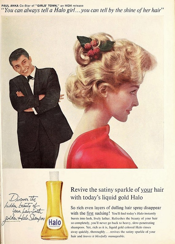 1960s Fashion - Halo Shampoo ad with Paul Anka, 1960 1960s Fashion - Halo Shampoo ad with Paul Anka, 1960