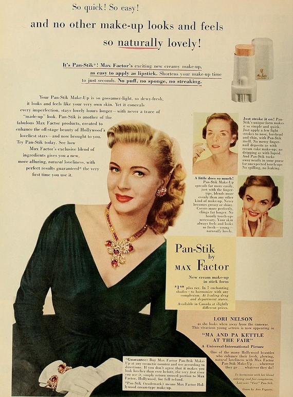 Lori Nelson in Pan-Stik by Max Factor ad, 1952 Lori Nelson in Pan-Stik by Max Factor ad, 1952