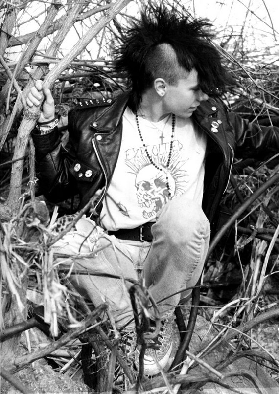 Mohawk punk, black leather perfecto jackets and expoited t shirt Mohawk punk, black leather perfecto jackets and expoited t shirt