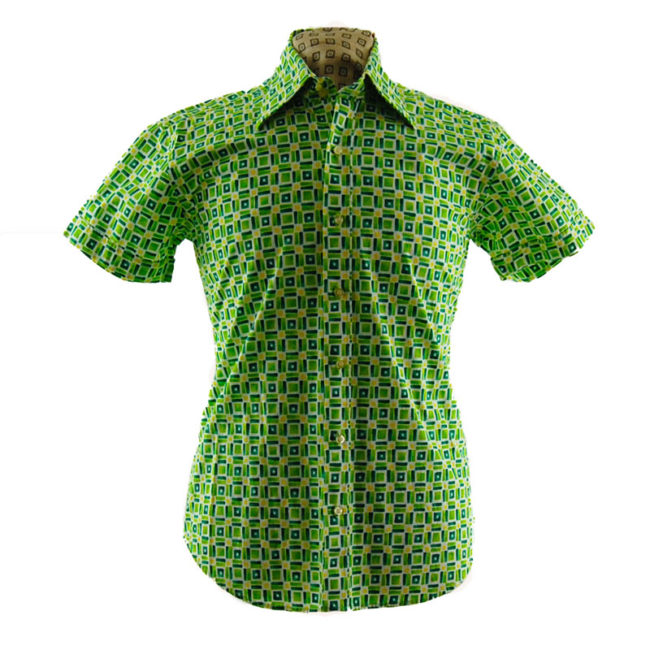 70s Lime Green Patterned Shirt