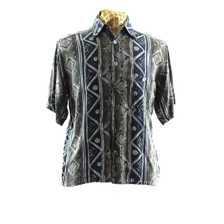 80s Trendy Monchrome Silk Shirt