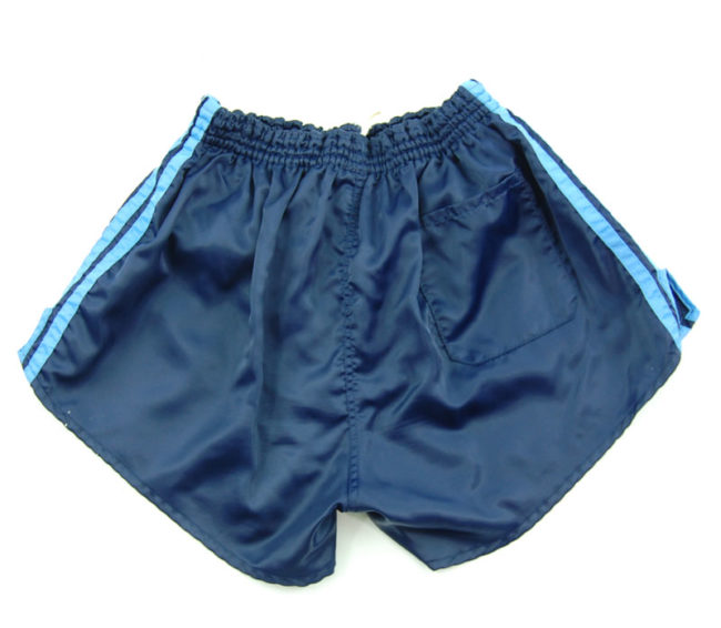 back of 90s Adidas Navy Satin Sport Shorts