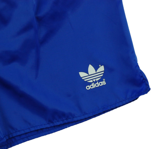 close up of 90s Adidas Plain Blue Sport Shorts