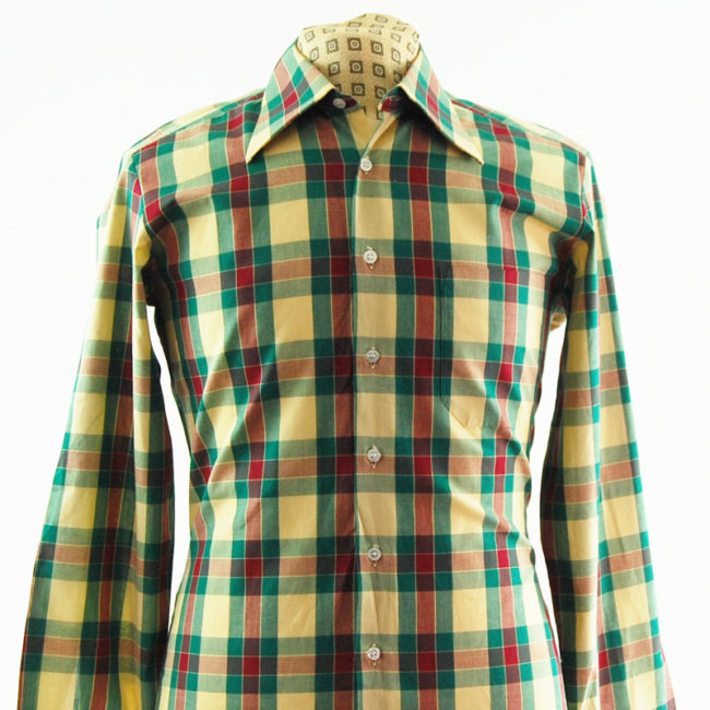 close up of Colourful Plaid 70s Shirt