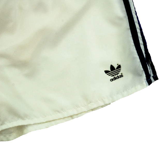 label of 90s Adidas Satin White Sport Shorts