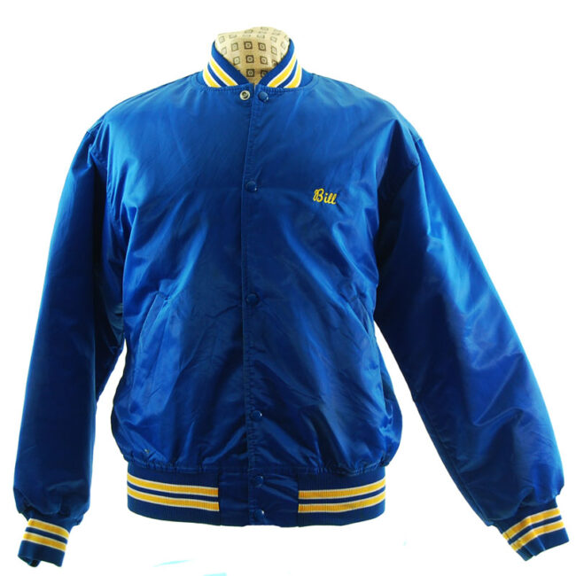 Blue Satin Baseball Jacket