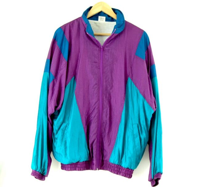 Front of 90s Purple And Turquoise Shell Suit