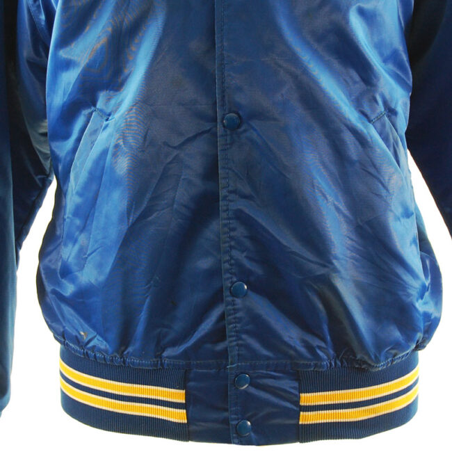 stain Blue Satin Baseball Jacket