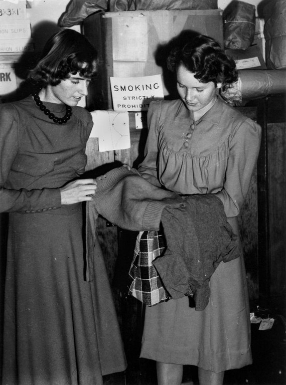 Two Utility dresses of 1942. There is more fabric in the skirt than before Two Utility dresses of 1942. There is more fabric in the skirt than before
