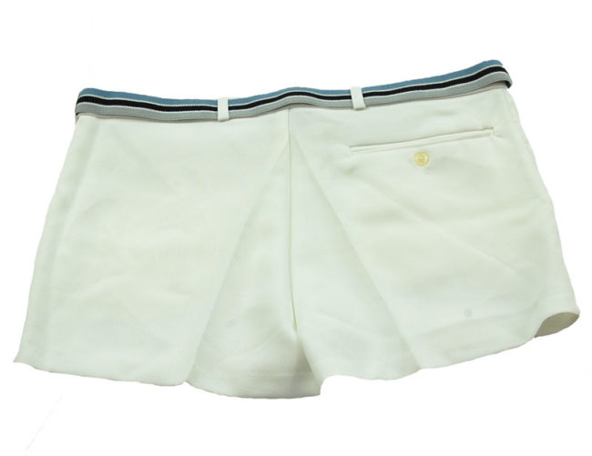 back of 90s Trigema White Tennis Shorts