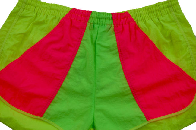 close up of 90s fluorescent Sport Shorts Sport Shorts