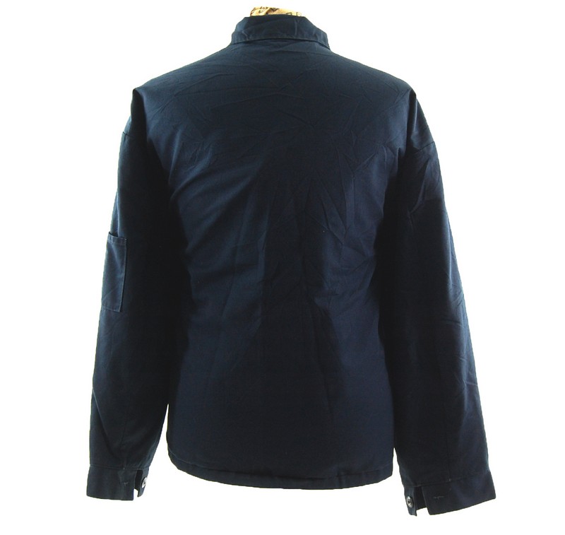 Navy Work Jacket With Name Tag - UK 2XL Blue 17 Vintage Clothing