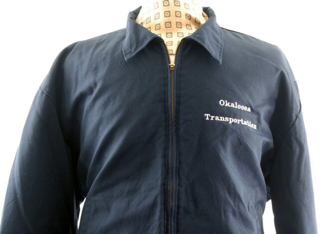 Close up front of Vintage Blue Work Jacket