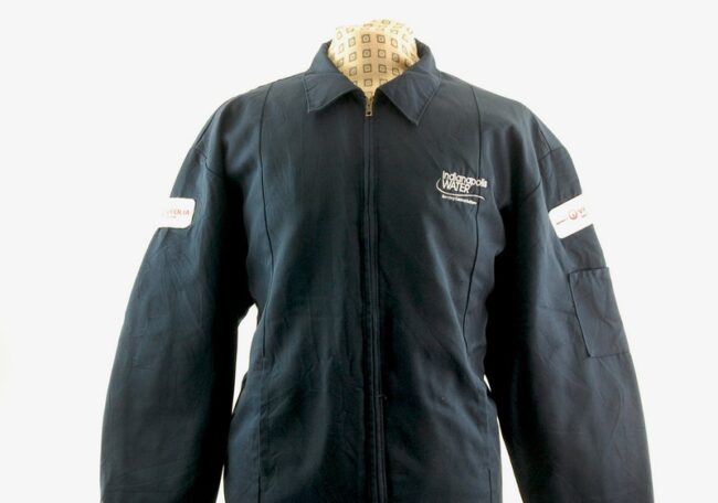 Close up of front of vintage work jacket