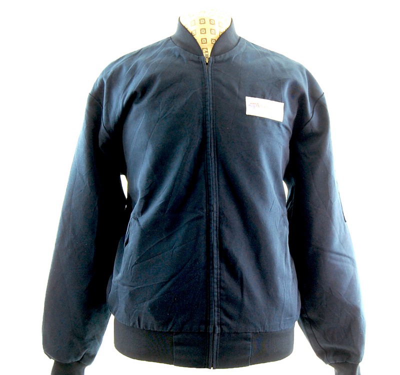 Blue Work Jacket Bomber Style - UK L - Blue 17 Vintage Clothing