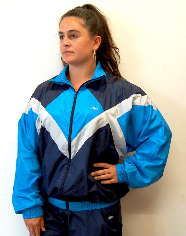 Front close up view of Etirel Blue Shell Suit