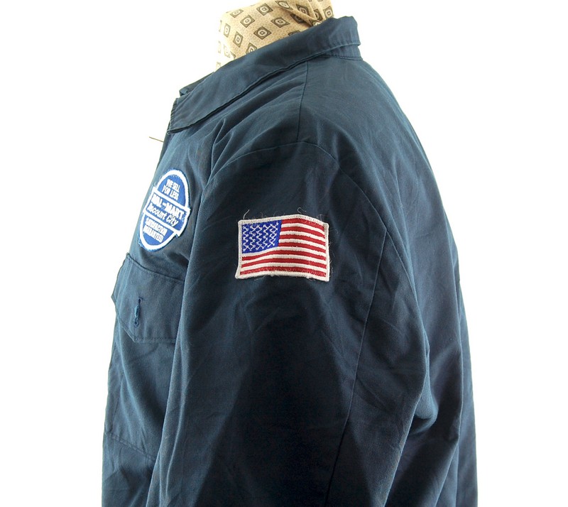 Bulldog Brand Work Jacket Coat Men's Size XL Extra Large Blue White Striped