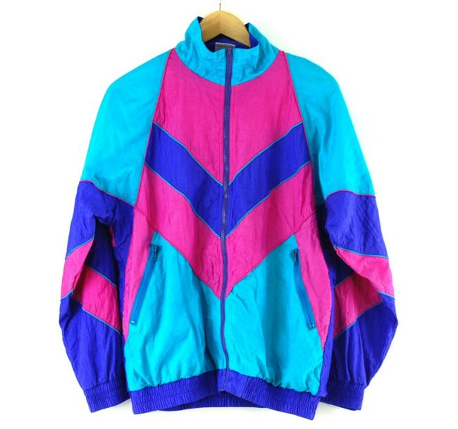 Front of Multicolor Chevron Patterned Shell Suit