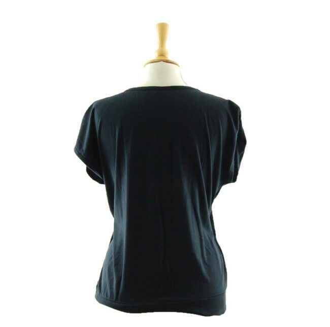 Reverse side of Womens Embroidered Black 80s T Shirt