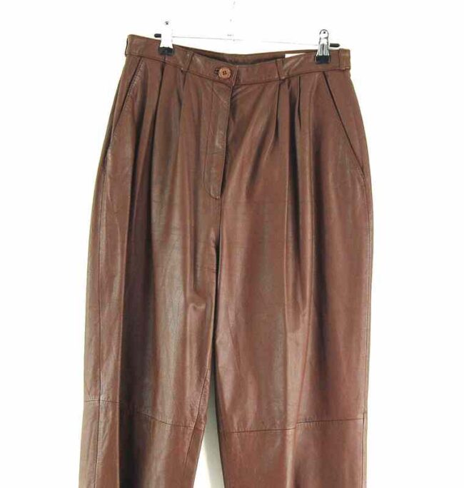 90s Brown Leather Trousers -12 - Image 3