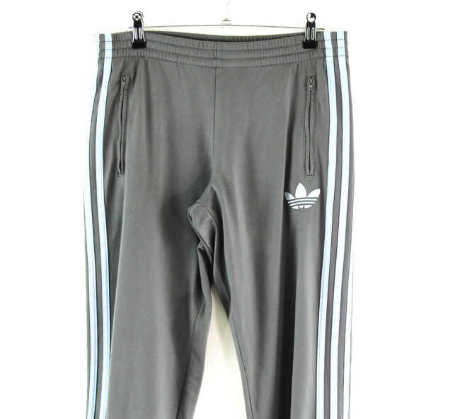 Grey Adidas Tracksuit Trousers close up