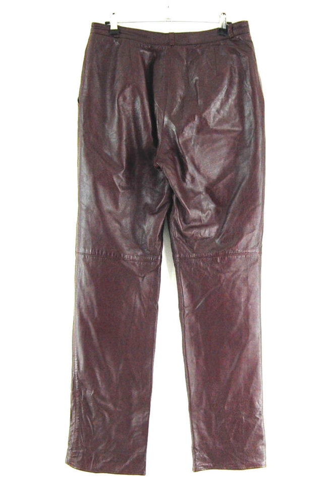 90s Brown Straight Leg Leather Trousers back