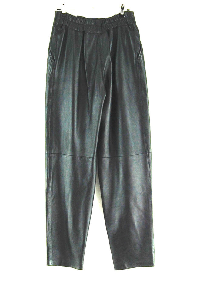 80s Black Leather Trousers back