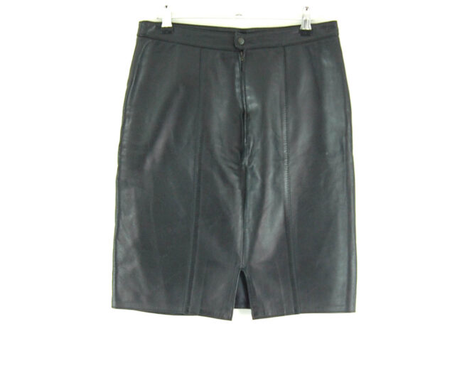 Back of 80s Patchwork Black Leather Skirt