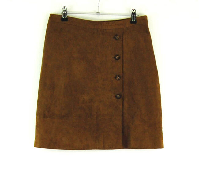 90s Button Through Leather Skirt