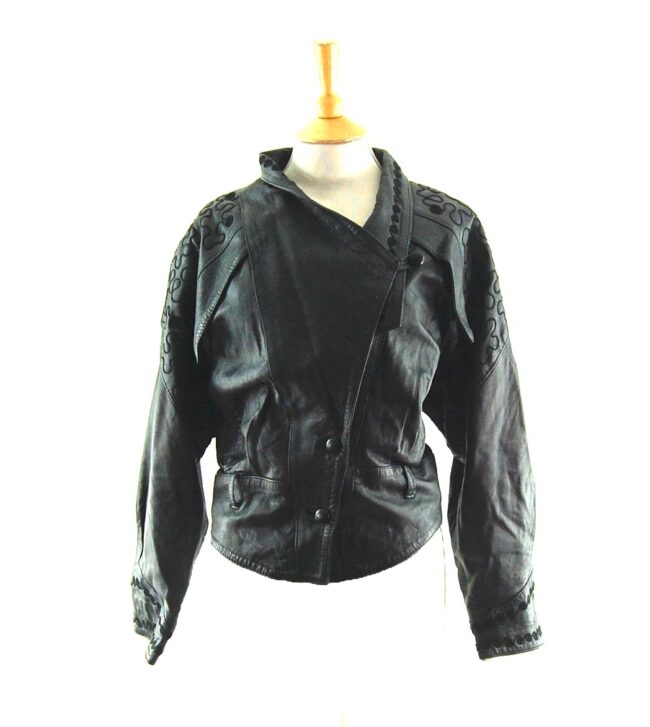 80s Embroidered Leather Jacket