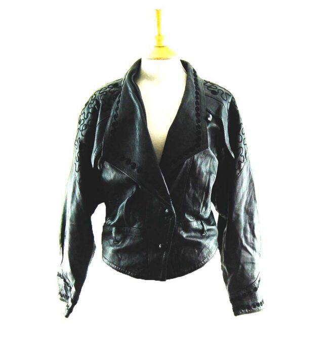 80s Embroidered Leather Jacket
