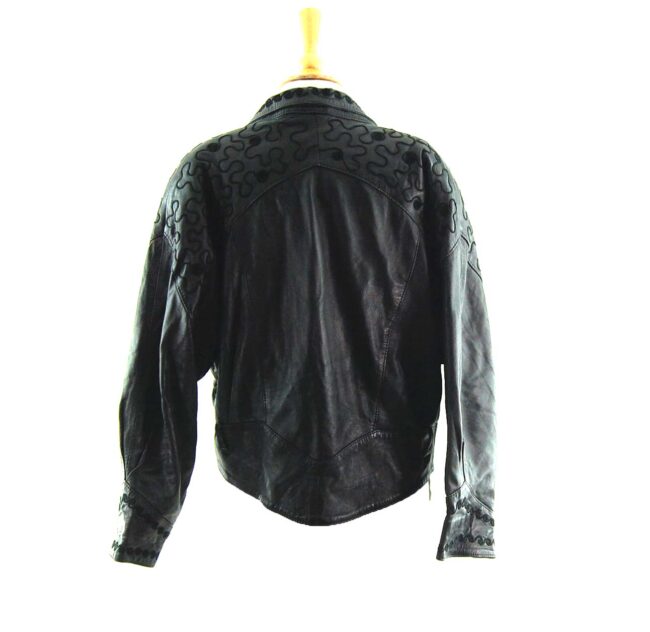 80s Embroidered Leather Jacket back